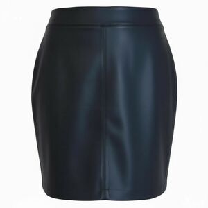 Bisou Bisou Michelle Bohbot Faux Leather Hi-Low Pull On Pencil Skirt Black Sz 0X